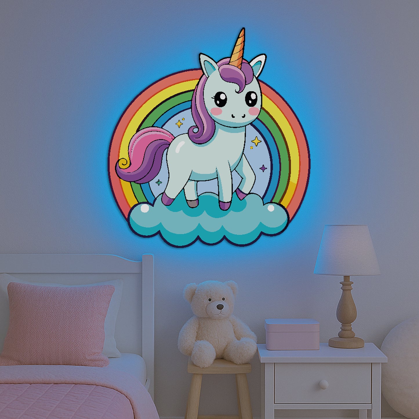 Rainbow Unicorn LED Backlit Wallpop