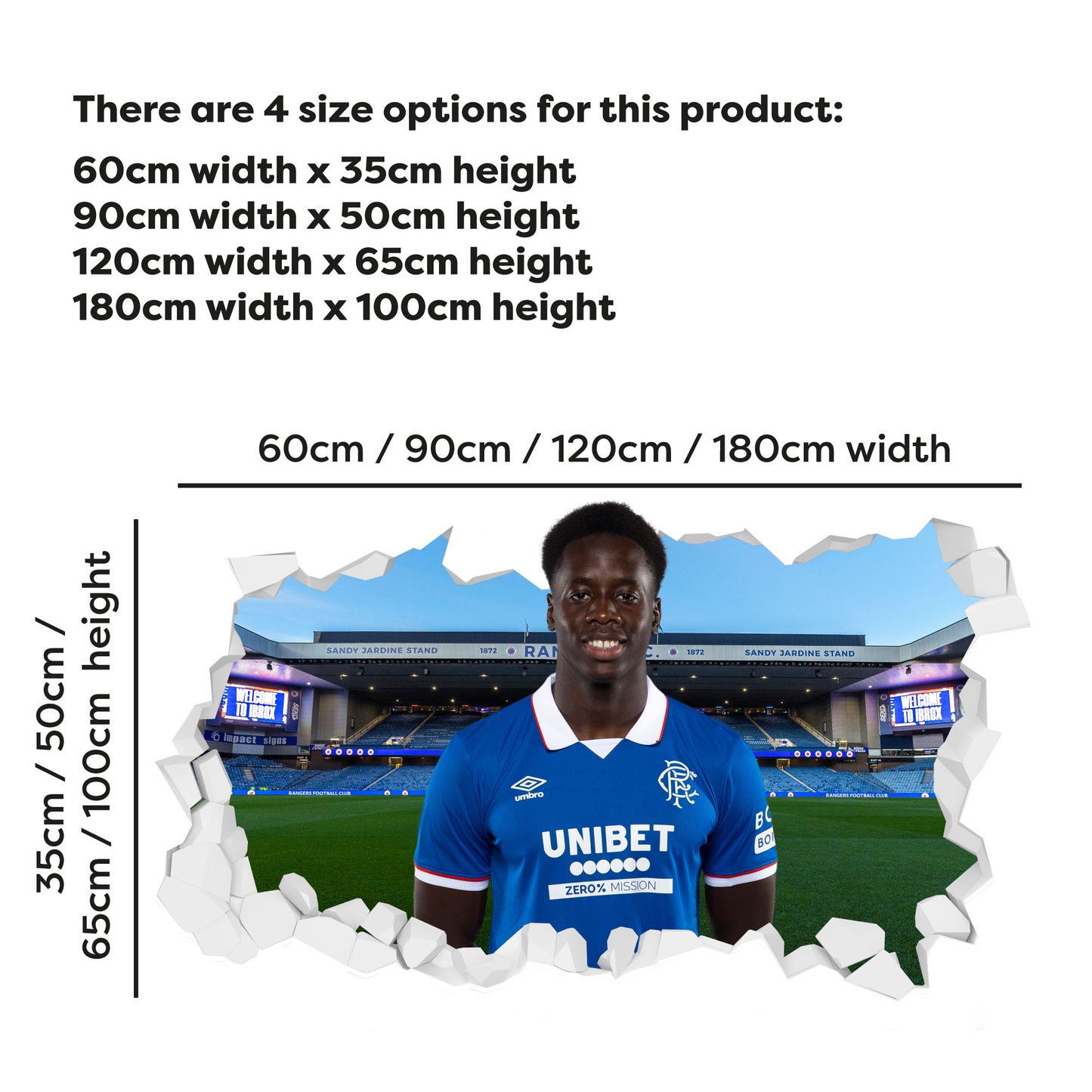 Rangers F.C Gassama 25/26 Broken Wall Sticker
