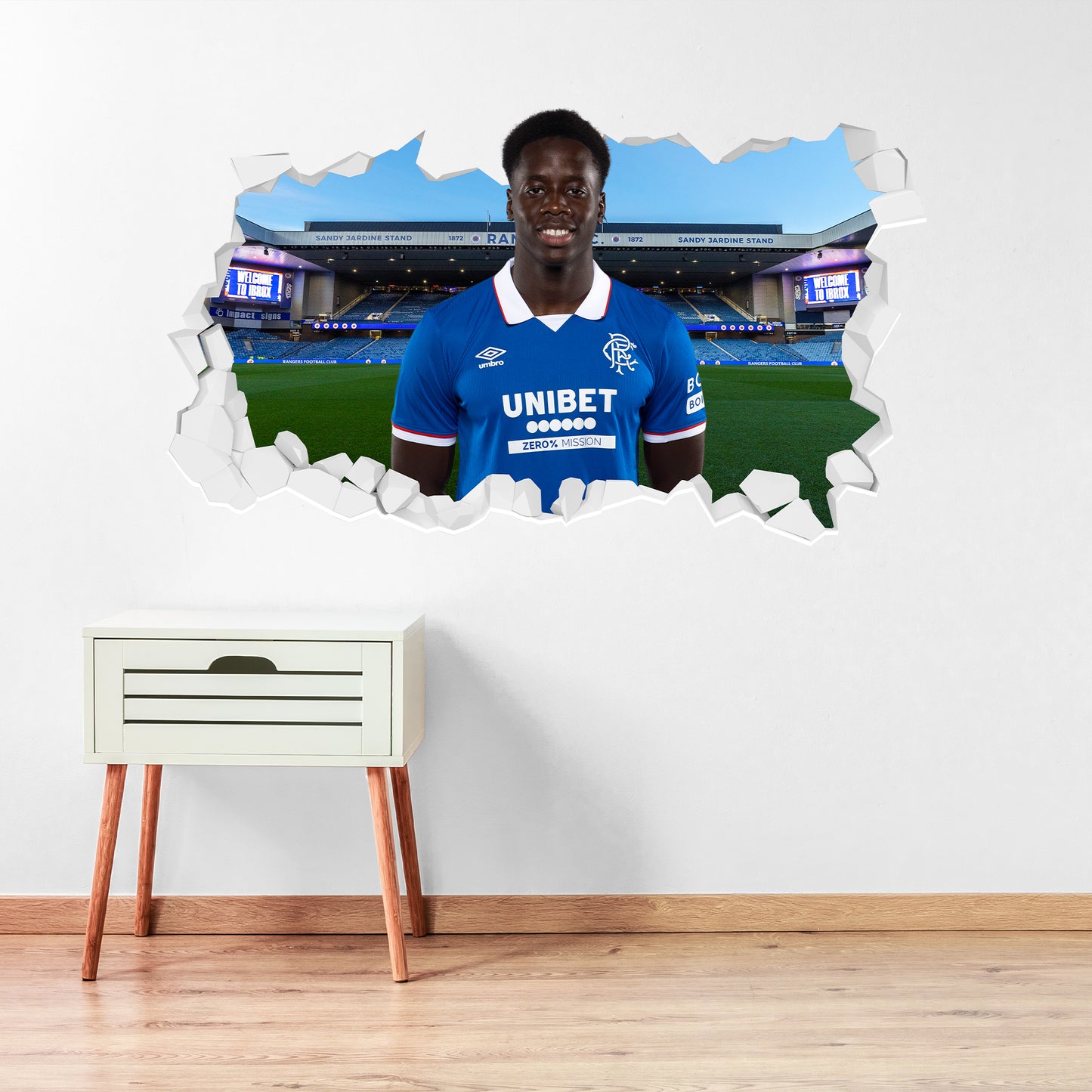 Rangers F.C Gassama 25/26 Broken Wall Sticker