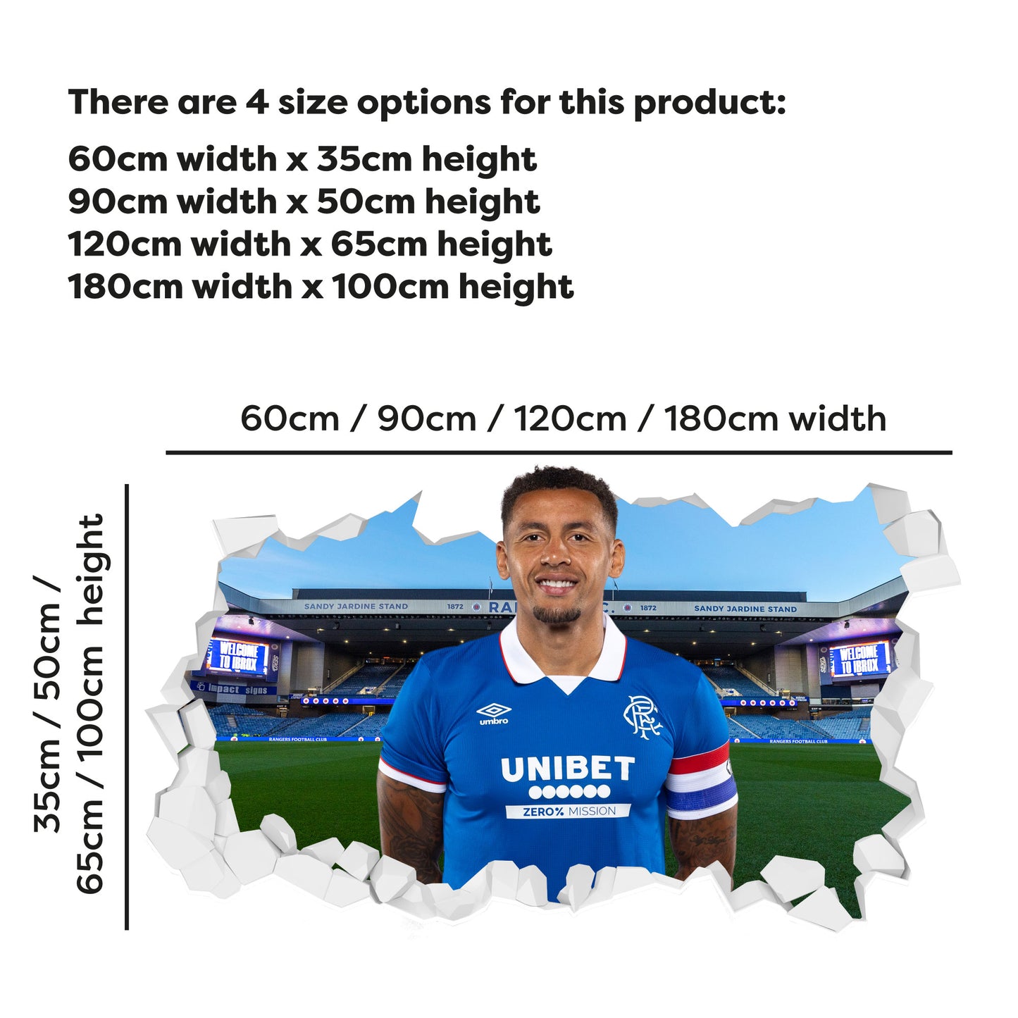Rangers F.C James Tavernier 25/26 Broken Wall Sticker