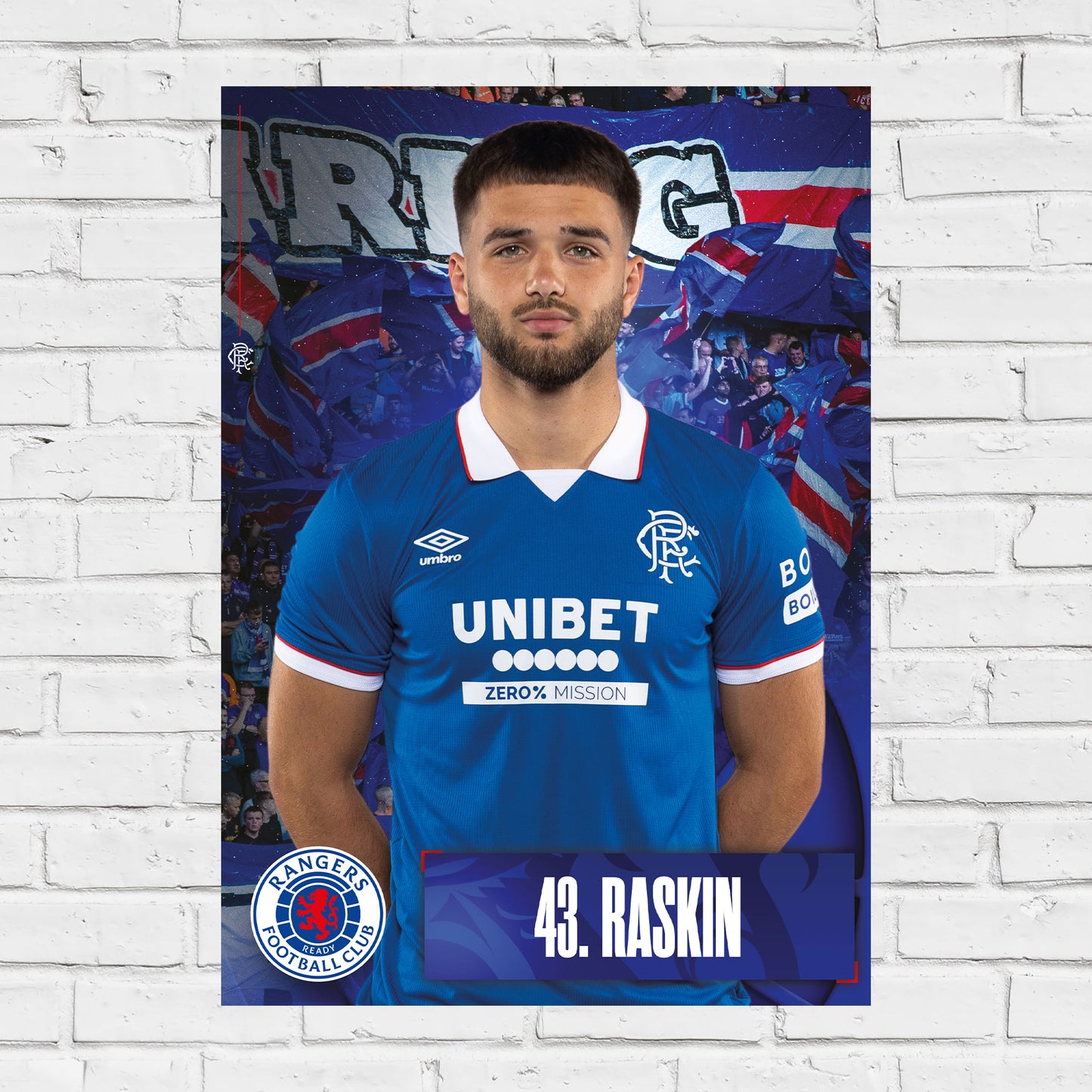 Rangers Football Club - Raskin 25/26 Player Print Football Art