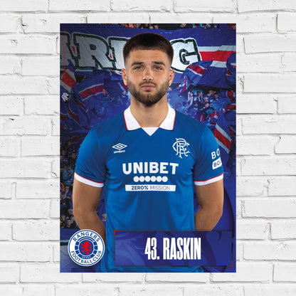 Rangers Football Club - Raskin 25/26 Player Print Football Art
