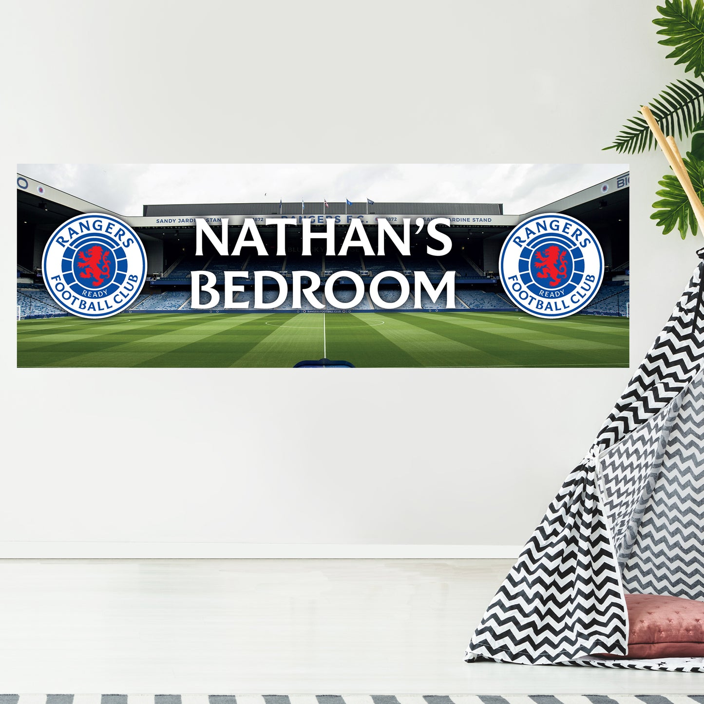 Rangers Birthday - Personalised Football Banner Wall Sticker