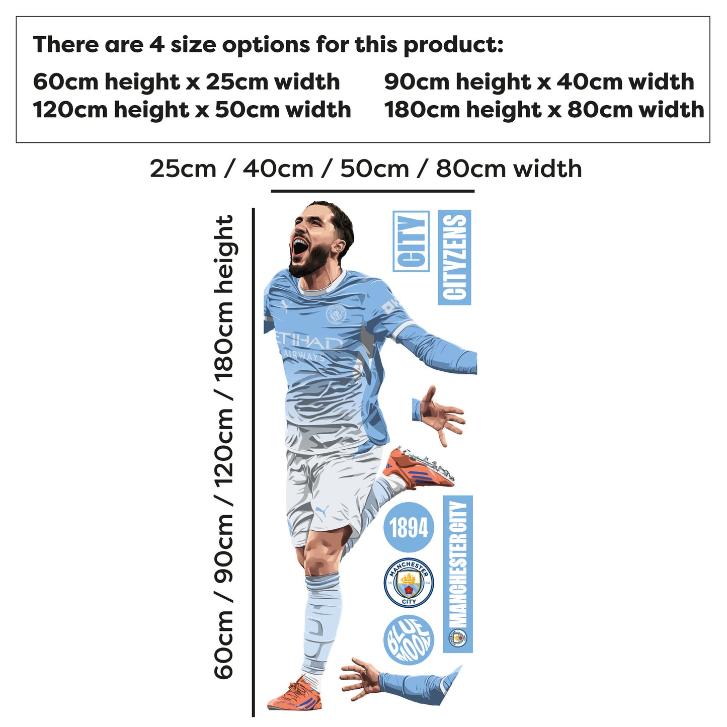 Official Manchester City - Rayan Cherki 26/27 Illustration Wall Sticker