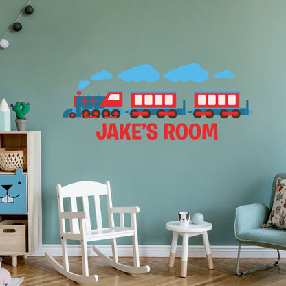 Train Wall Sticker - Blue And Red Train Decal Wall Art