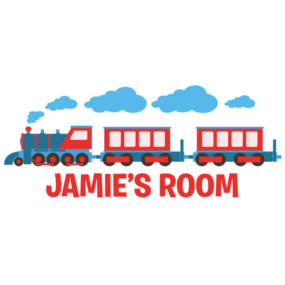 Train Wall Sticker - Blue And Red Train Decal Wall Art