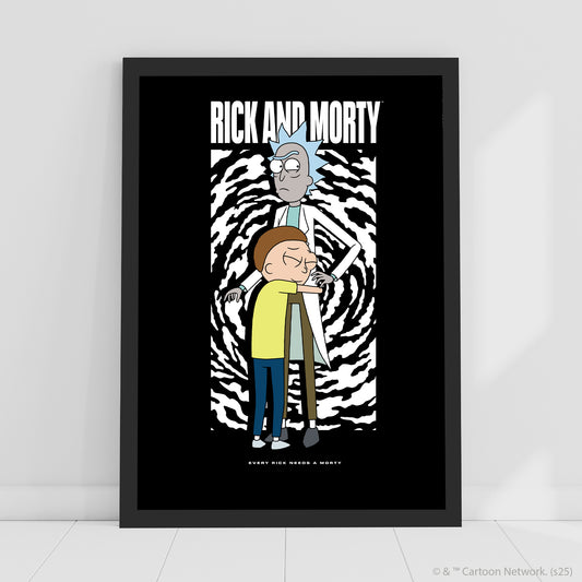 Rick And Morty Print – Morty Hugging Rick Poster Wall Art