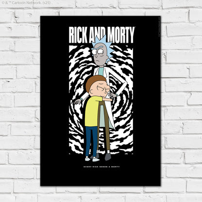 Rick And Morty Print – Morty Hugging Rick Poster Wall Art