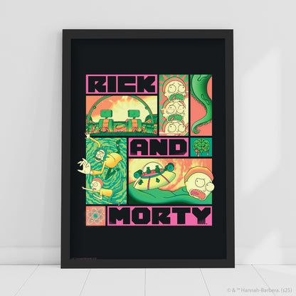 Rick And Morty Print – Pink And Green Poster Wall Art