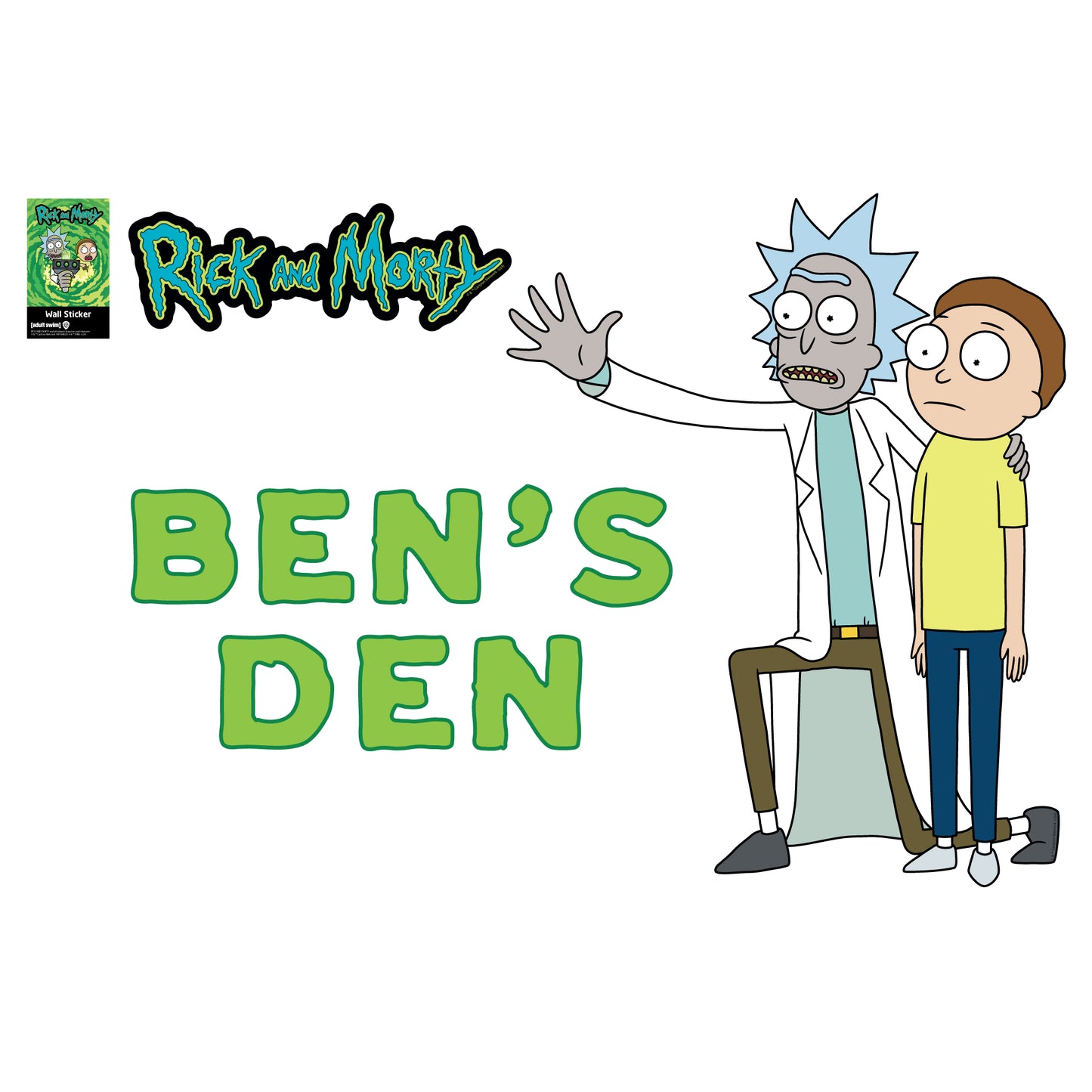 Rick and Morty Wall Sticker – Staring at Personalised Name Wall Decal Art