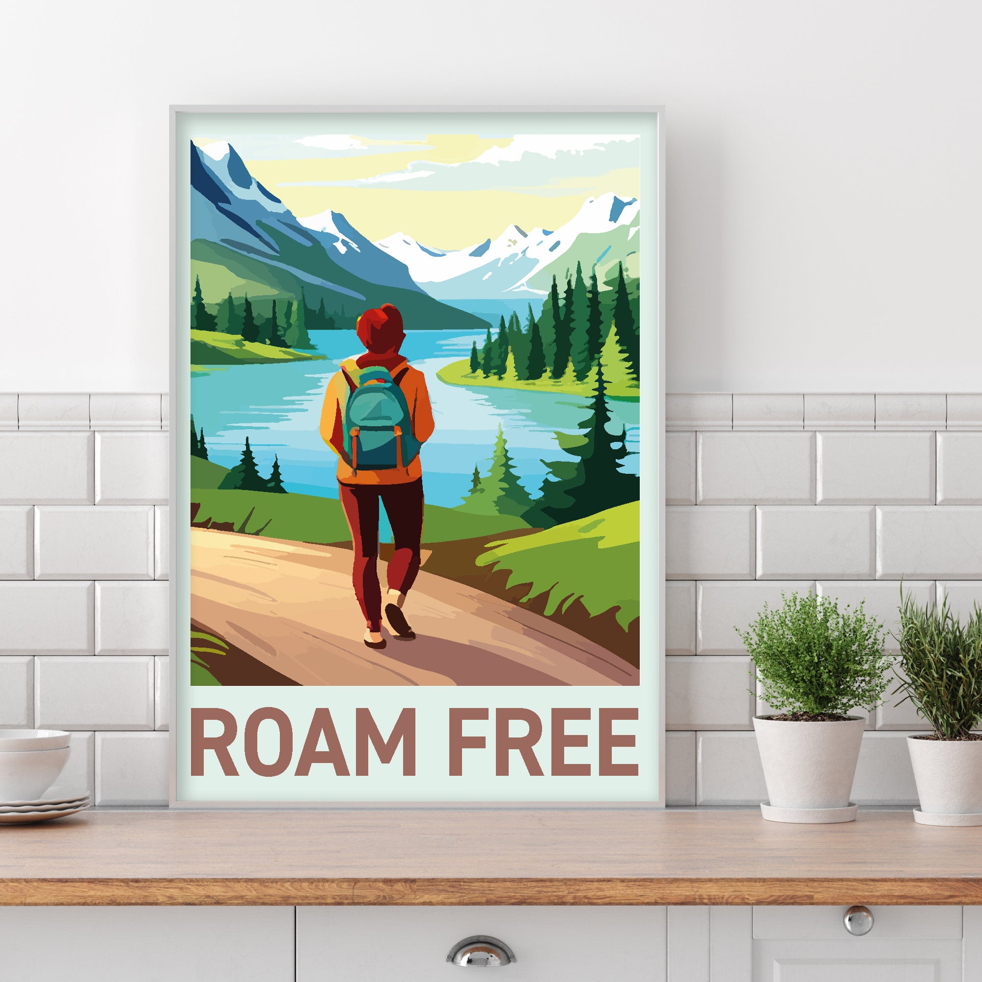 Walking Wall Art Print - Roam Free Hiking Poster – www.themed.co.uk
