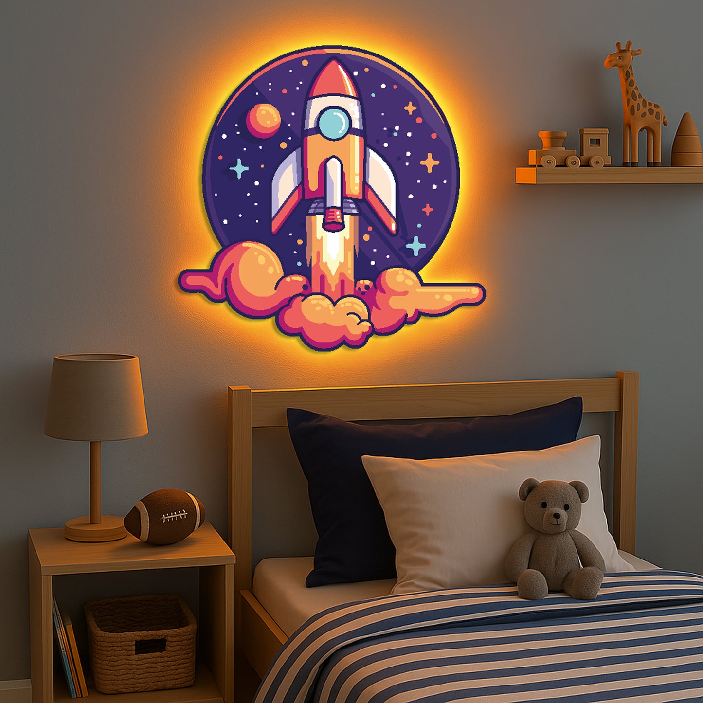 Rocket Take Off LED Backlit Wallpop