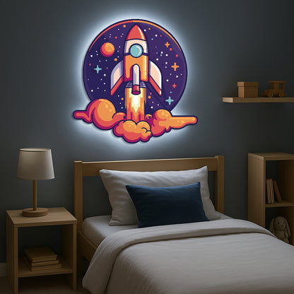 Rocket Take Off LED Backlit Wallpop