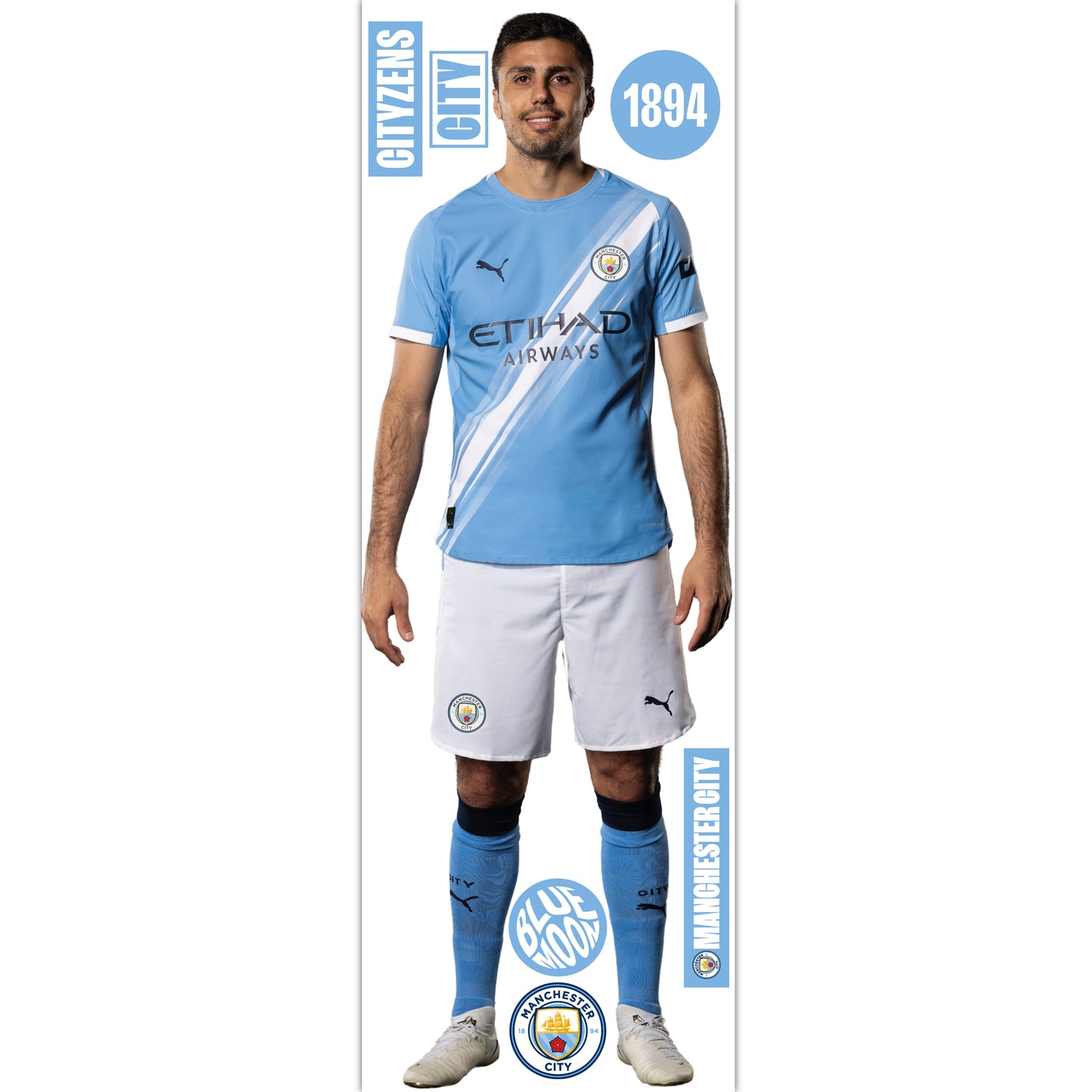 Manchester City FC - Rodri 25/26 Player Decal + Bonus Wall Sticker Set