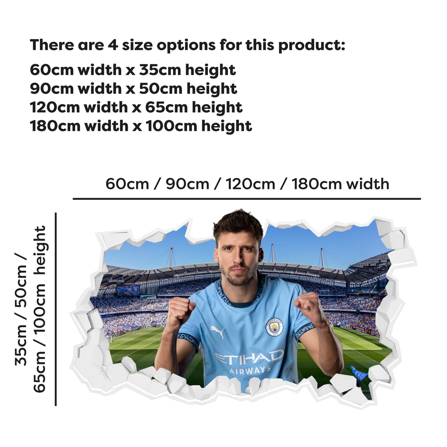 Manchester City Football Club - Ruben Dias 24/25 Broken Wall Sticker