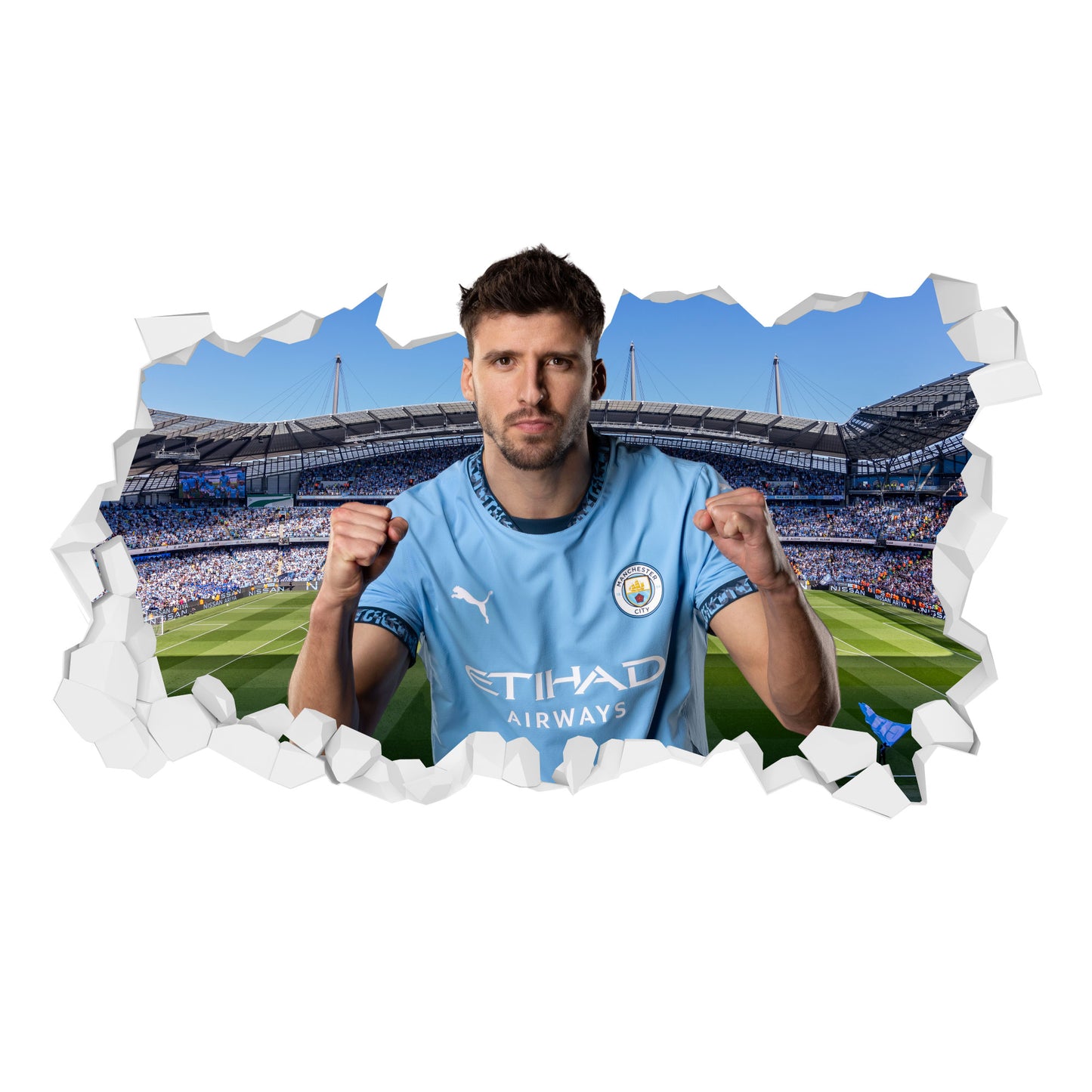 Manchester City Football Club - Ruben Dias 24/25 Broken Wall Sticker