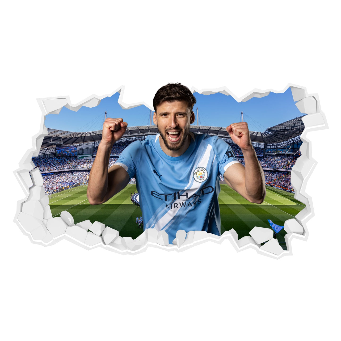 Manchester City Football Club - Ruben Dias 25/26 Broken Wall Sticker