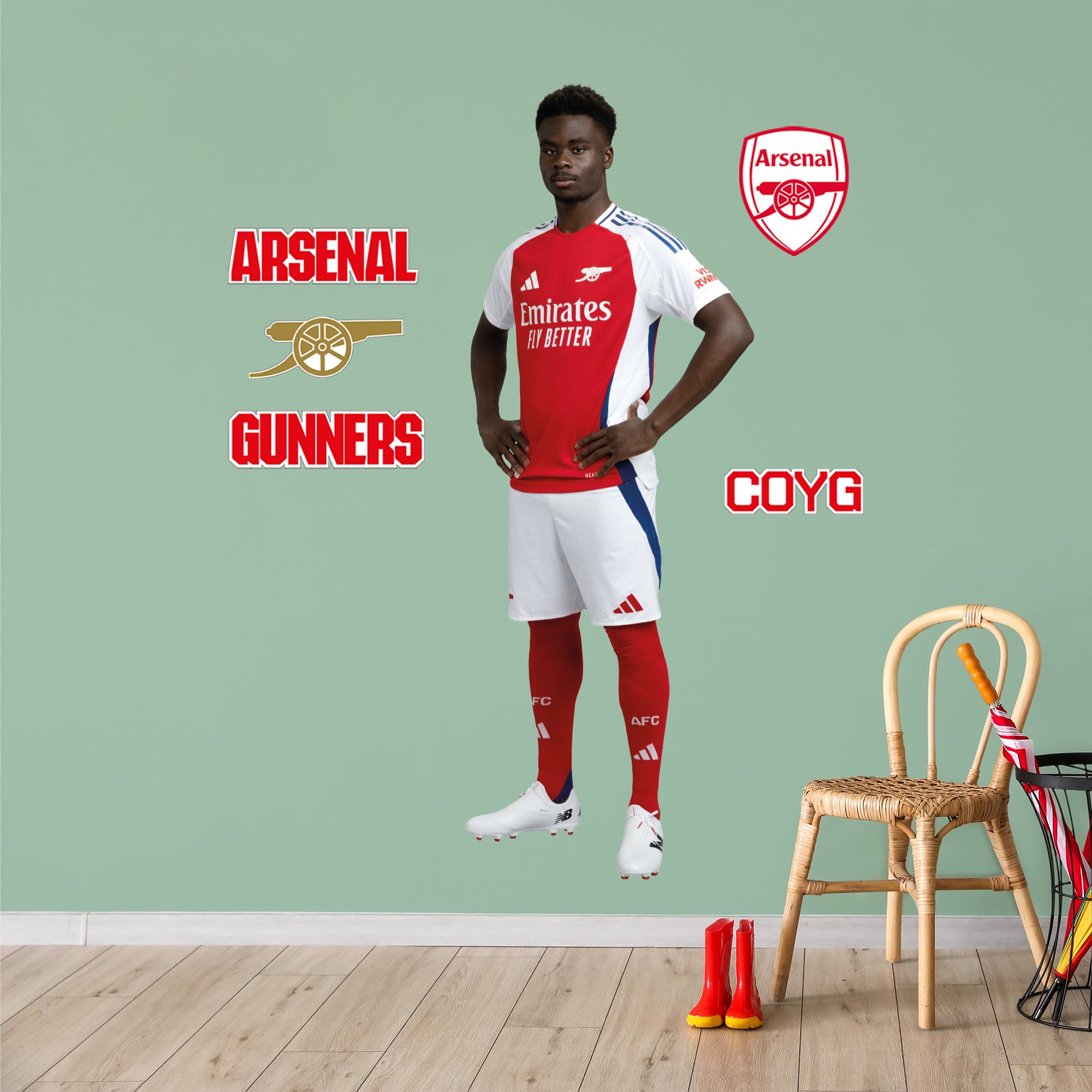 Dc Arsenal Sticker Arsenal FC - Bukayo Saka Player Decal + Gunners Wall Sticker Set – www ...