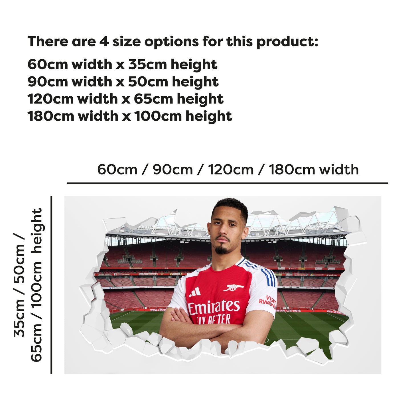 Arsenal FC Wall Sticker - Saliba 24/25 Broken Wall