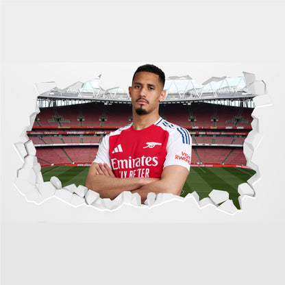 Arsenal FC Wall Sticker - Saliba 24/25 Broken Wall
