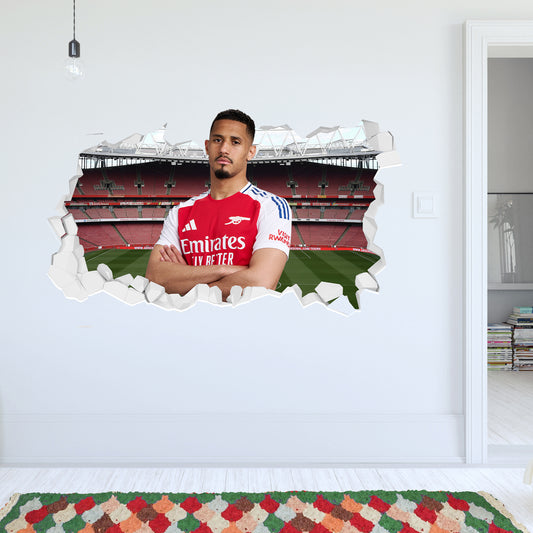 Arsenal FC Wall Sticker - Saliba 24/25 Broken Wall
