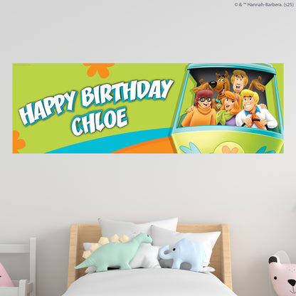 Scooby-Doo Birthday - Gang In The Mystery Machine Personalised Name Banner Wall Sticker