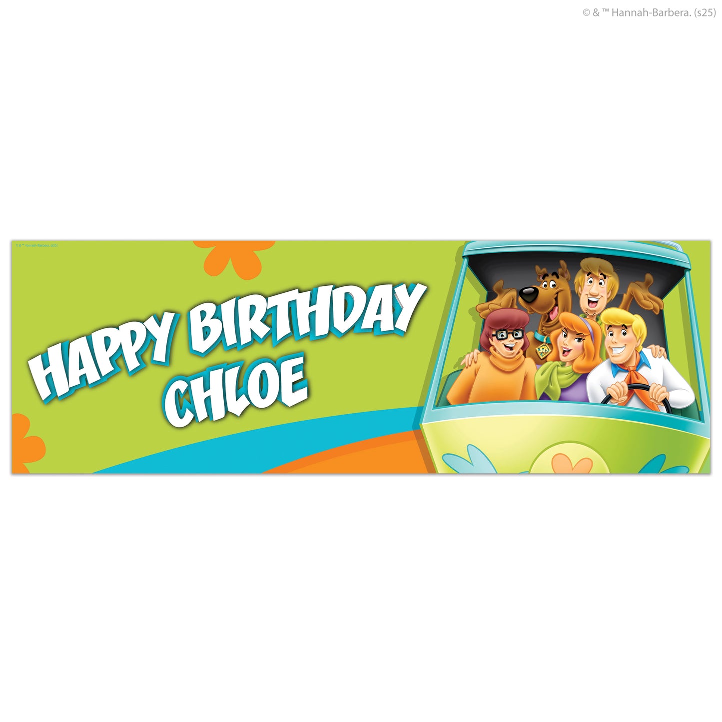 Scooby-Doo Birthday - Gang In The Mystery Machine Personalised Name Banner Wall Sticker