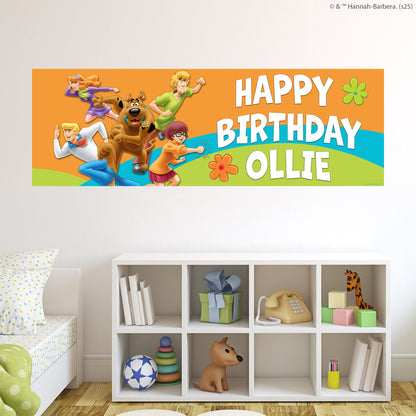 Scooby-Doo Birthday - Scooby And The Gang Jumping Personalised Name Banner Wall Sticker
