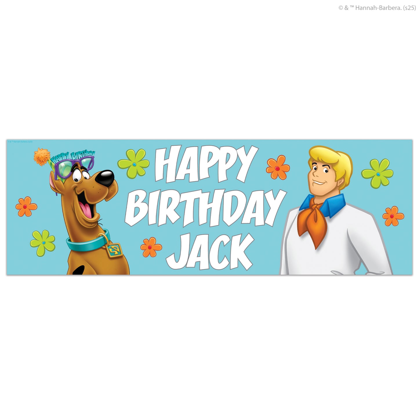 Scooby-Doo Birthday - Scooby Doo And Fred Personalised Name Banner Wall Sticker