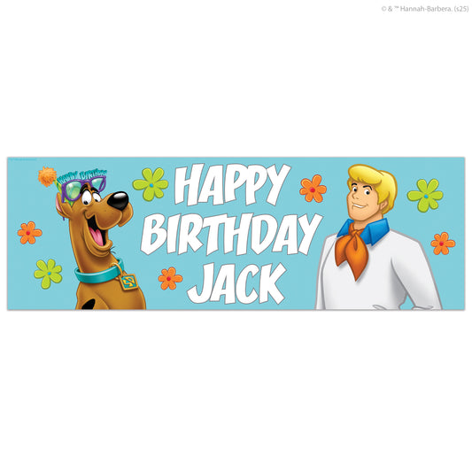 Scooby-Doo Birthday - Scooby Doo And Fred Personalised Name Banner Wall Sticker