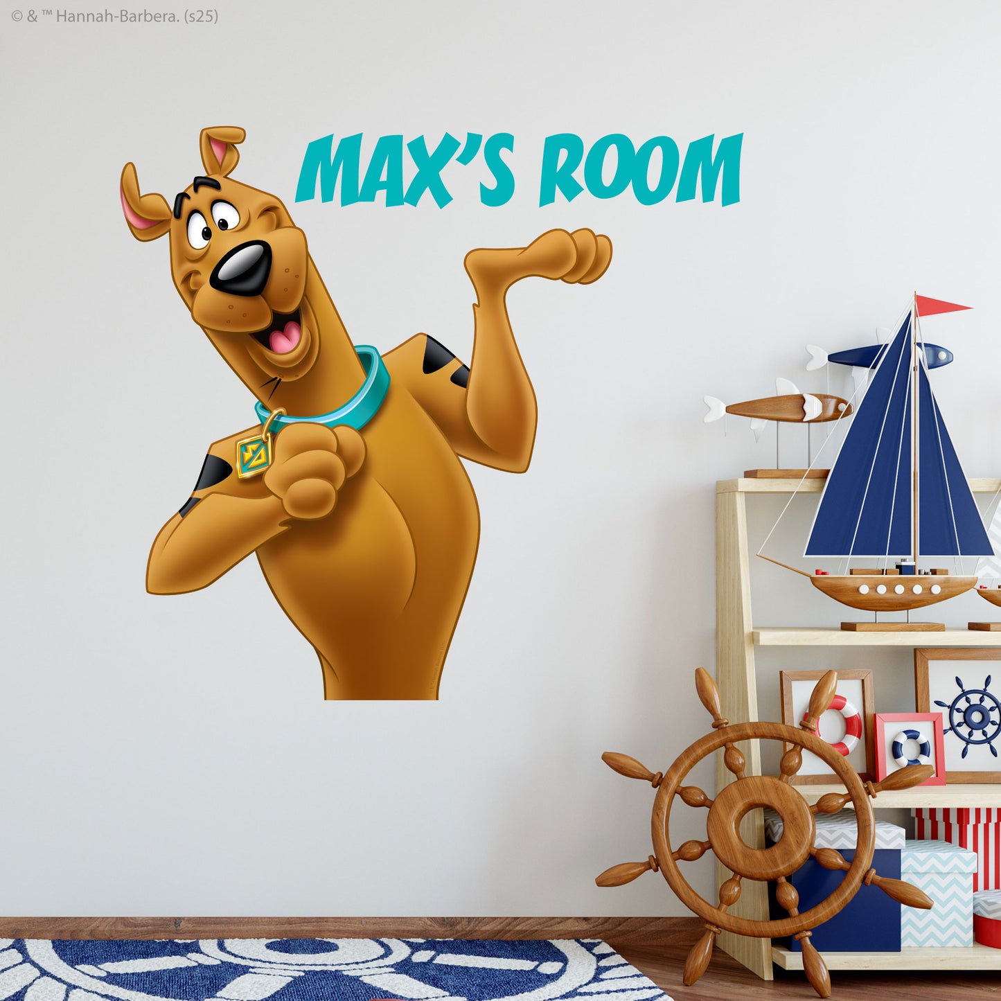 Scooby-Doo Wall Sticker  –  Scooby Doo Holding Text Personalised Decal Wall Art