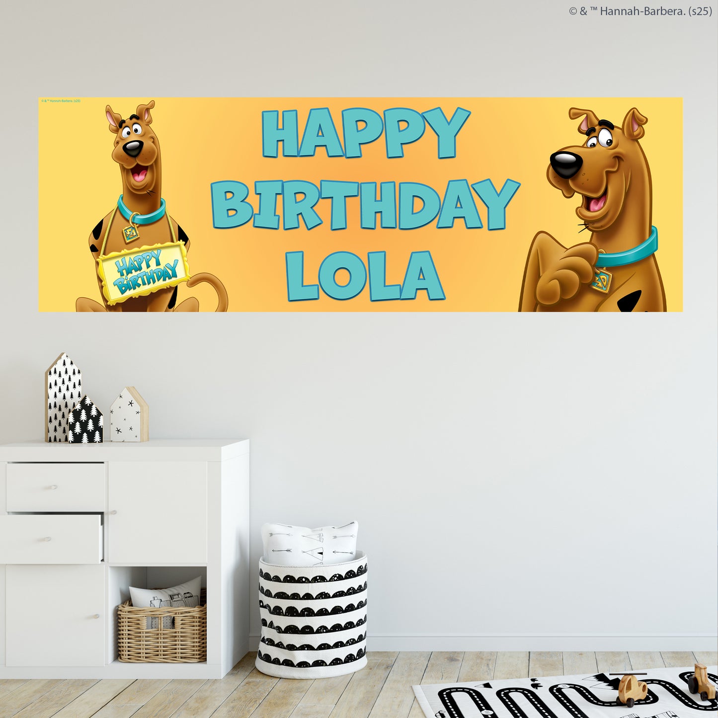 Scooby-Doo Birthday - Scooby Doo Yellow Orange Personalised Banner Wall Sticker