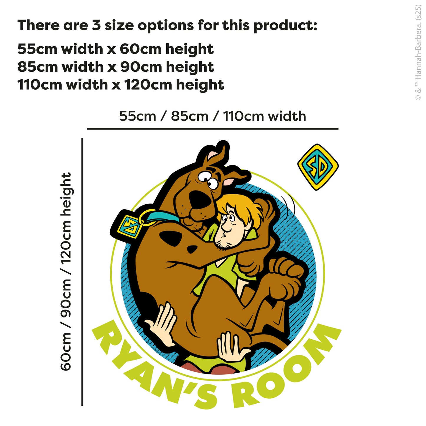 Scooby-Doo Wall Sticker  –  Shaggy Holding Scooby Doo Circle Personalised Decal Wall Art