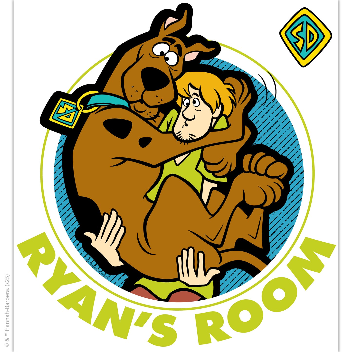 Scooby-Doo Wall Sticker  –  Shaggy Holding Scooby Doo Circle Personalised Decal Wall Art