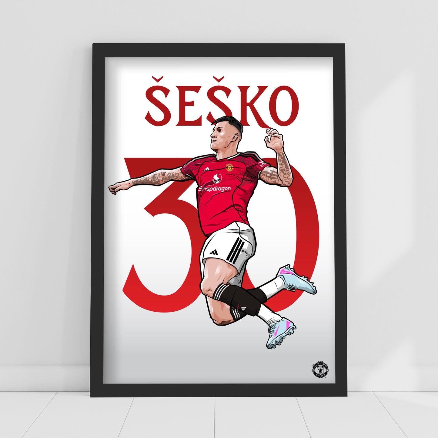 Manchester United FC Print - Benjamin Šeško 25/26 Illustration Player Poster
