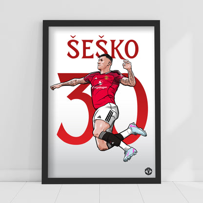Manchester United FC Print - Benjamin Šeško 25/26 Illustration Player Poster