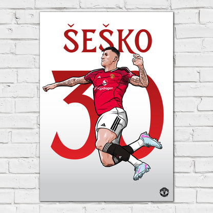 Manchester United FC Print - Benjamin Šeško 25/26 Illustration Player Poster