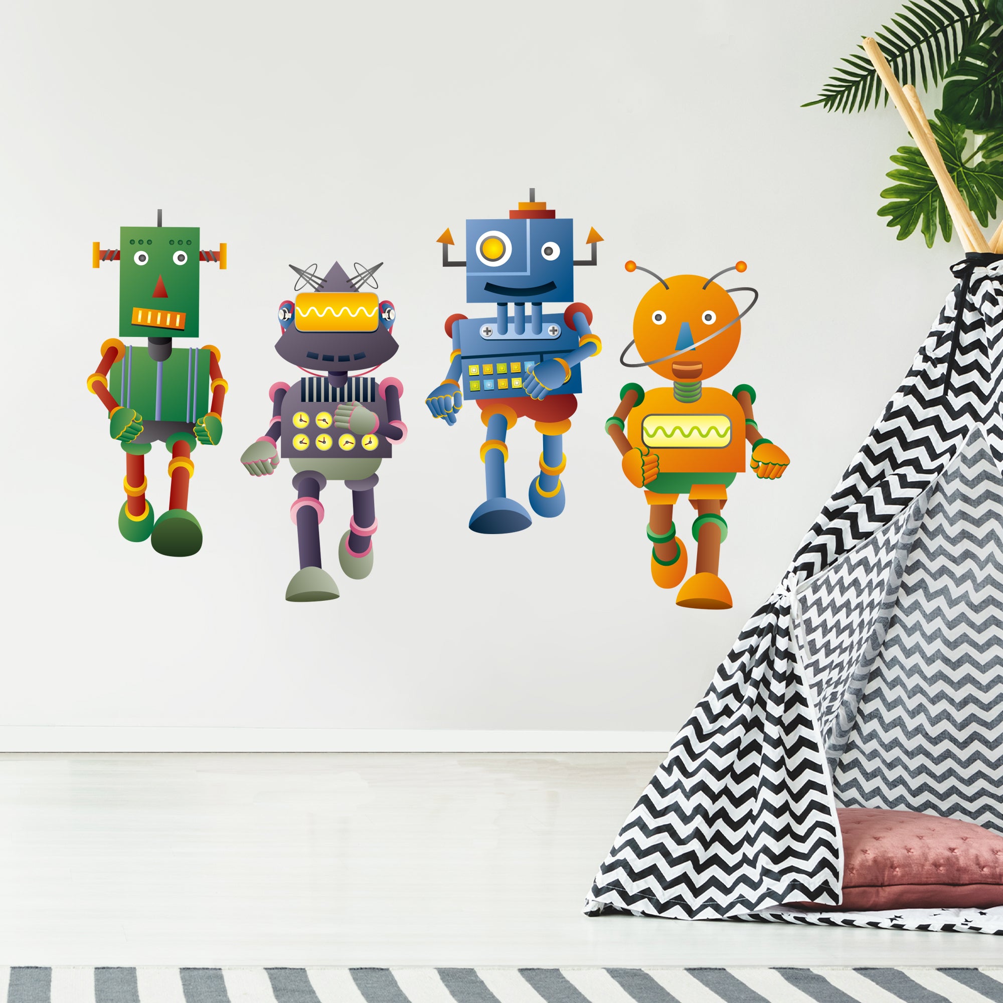 Robot Wall Sticker - Set of Four Walking Robots Decal Wall Art – www ...