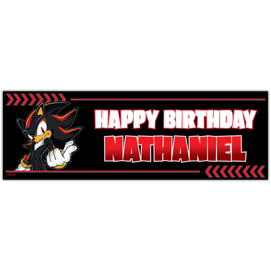 Sonic The Hedgehog Birthday - Shadow Personalised Banner Wall Sticker