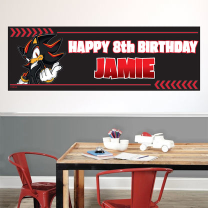 Sonic The Hedgehog Birthday - Shadow Personalised Banner Wall Sticker