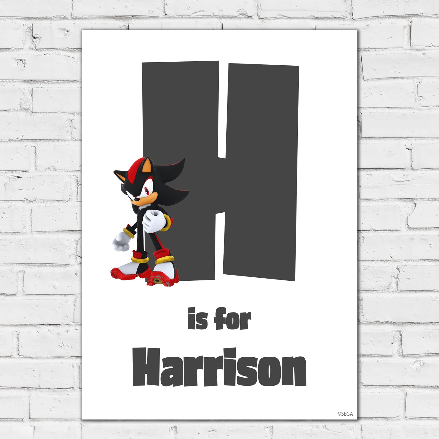 Sonic The Hedgehog Print - Shadow Letter And Name Personalised Poster Wall Art