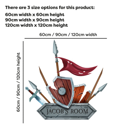 Medieval Wall Sticker - Shield And Spears Personalised Decal Wall Art
