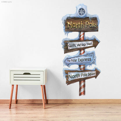 The Polar Express Wall Sticker -  North Pole Sign Decal Christmas Wall Art