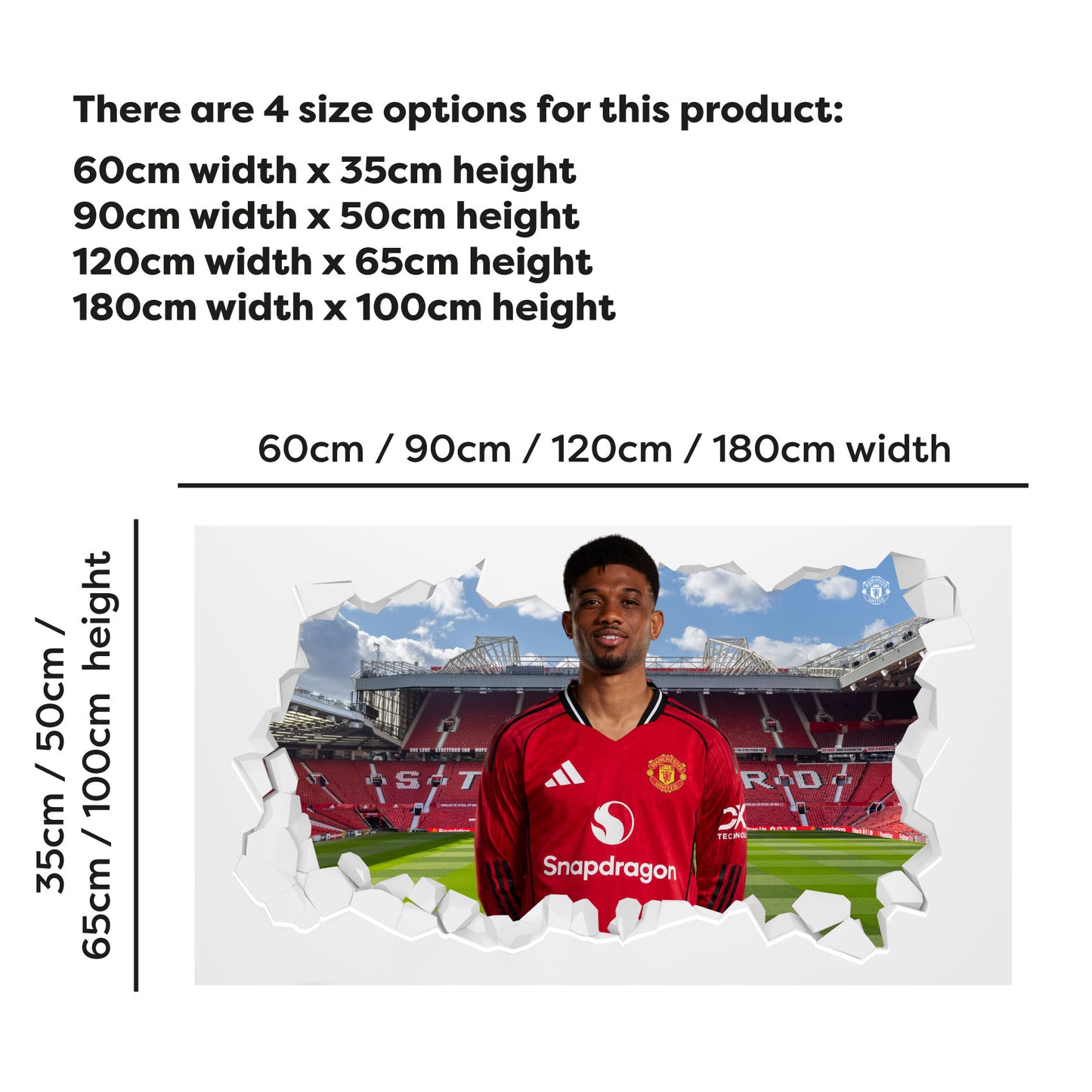 Manchester United FC Wall Sticker - Diallo 25/26 Broken Wall Decal