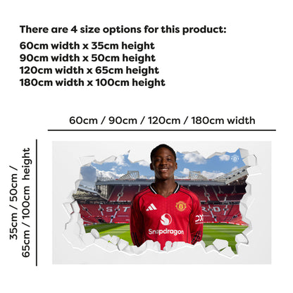 Manchester United FC Wall Sticker - Kobbie Mainoo 25/26 Broken Wall Decal