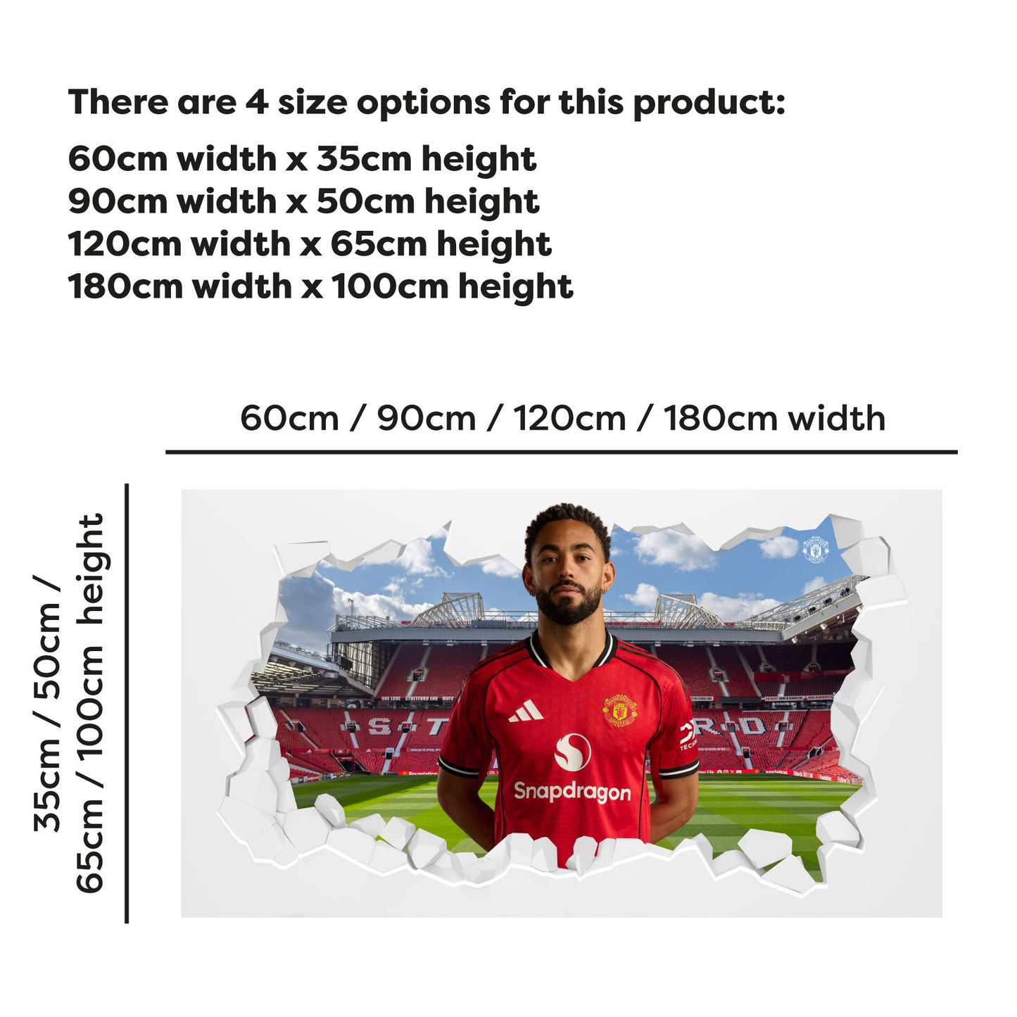 Manchester United FC Wall Sticker - Matheus Cunha 25/26 Broken Wall Decal