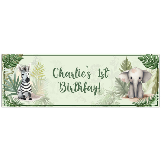 Jungle Birthday – Animal Friends Personalised Banner Wall Sticker