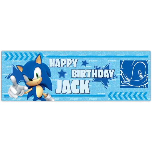 Sonic The Hedgehog Birthday - Sonic Stars Personalised Banner Wall Sticker