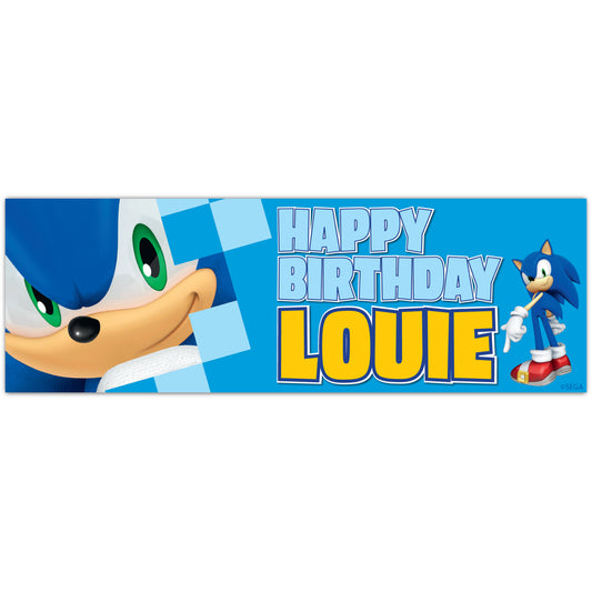 Sonic The Hedgehog Birthday - Sonic Close Up Face Personalised Banner Wall Sticker