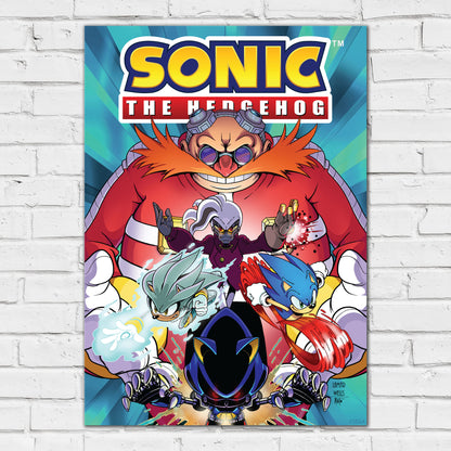 Sonic The Hedgehog Print - Sonic Dr Eggman And Villains Comic Cover Poster Wall Art